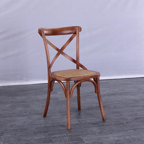 工厂供应三亚餐厅家具美式复古叉背椅椅创意休闲咖啡厅实木椅子