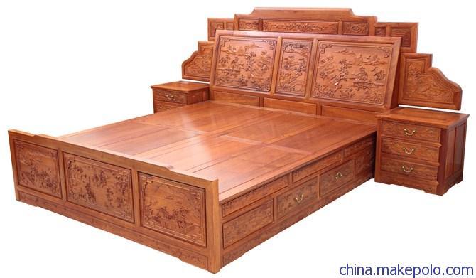 东阳红木古典中式1.8m大床三件套卧室实木家具厂家特价批发